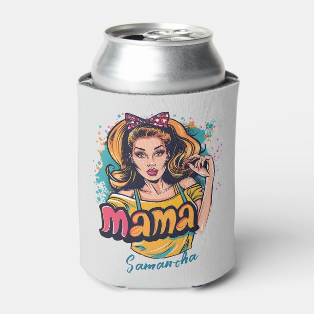 Personalisiert Retro Mama Pop Art. 10 Dosenkühler (Kanne Vorderseite)