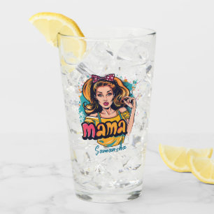 Personalisiert Retro Mama Pop Art. 10 Glas
