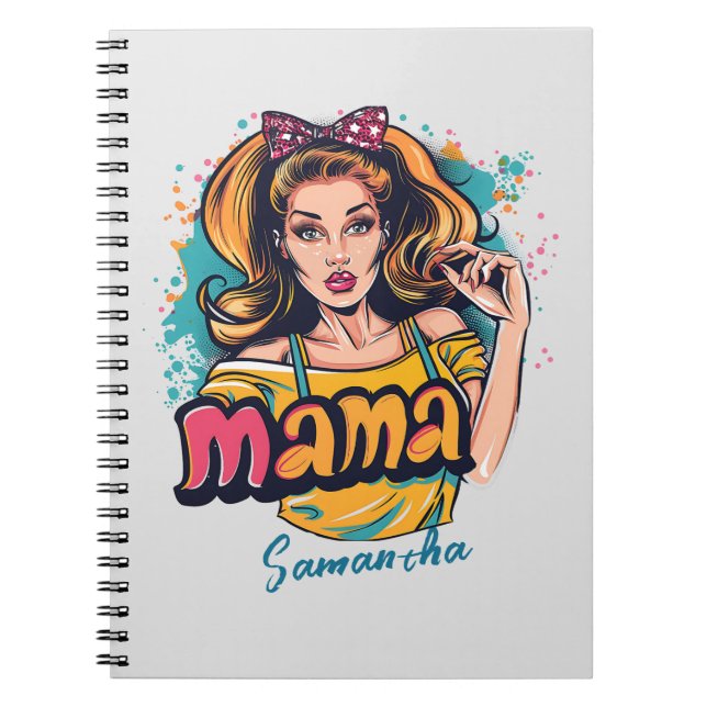 Personalisiert Retro Mama Pop Art. 10 Notizblock (Vorderseite)