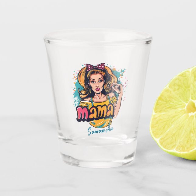 Personalisiert Retro Mama Pop Art. 10 Schnapsglas (Vorderseite)