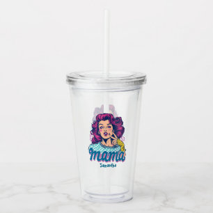 Personalisiert Retro Mama Pop Art. 11 Acryltrinkbecher