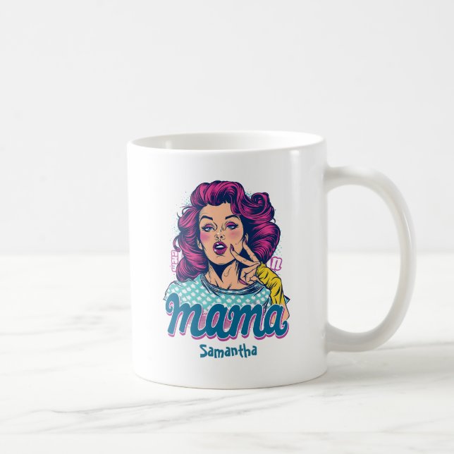 Personalisiert Retro Mama Pop Art. 11 Kaffeetasse (Rechts)