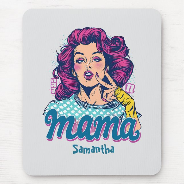 Personalisiert Retro Mama Pop Art. 11 Mousepad (Vorne)