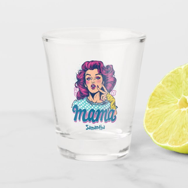 Personalisiert Retro Mama Pop Art. 11 Schnapsglas (Vorderseite)