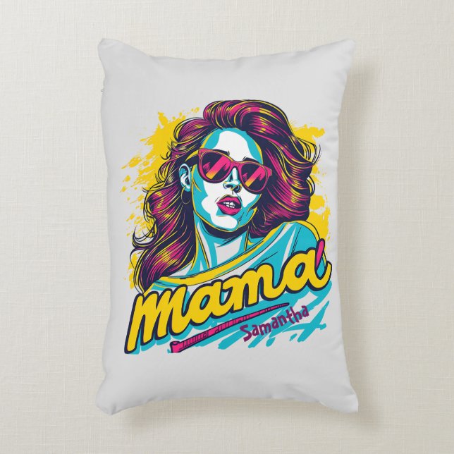 Personalisiert Retro Mama Pop Art. 12 Dekokissen (Vorderseite(Vertikal))