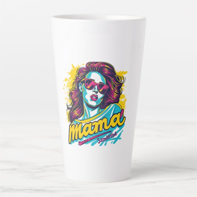 Personalisiert Retro Mama Pop Art. 12 Latte Tasse (Vorderseite)
