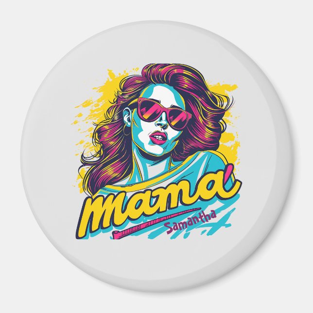Personalisiert Retro Mama Pop Art. 12 Magnet (Vorne)