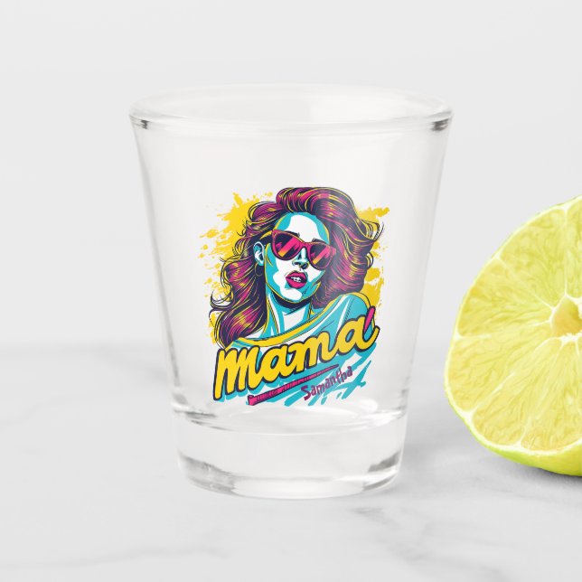 Personalisiert Retro Mama Pop Art. 12 Schnapsglas (Vorderseite)