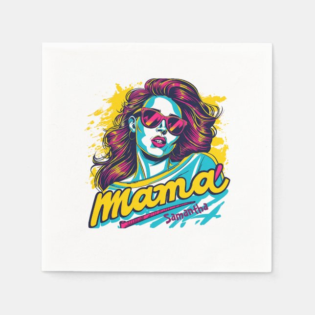 Personalisiert Retro Mama Pop Art. 12 Serviette (Vorderseite)