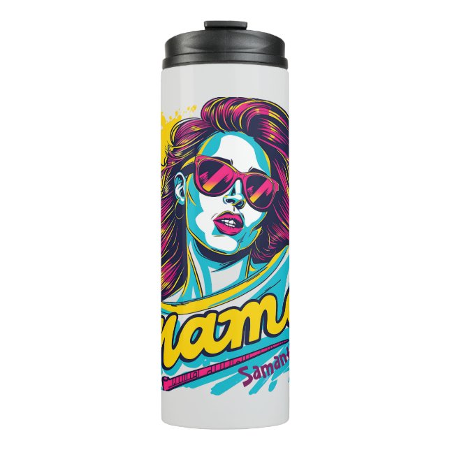 Personalisiert Retro Mama Pop Art. 12 Thermosbecher (Vorderseite)