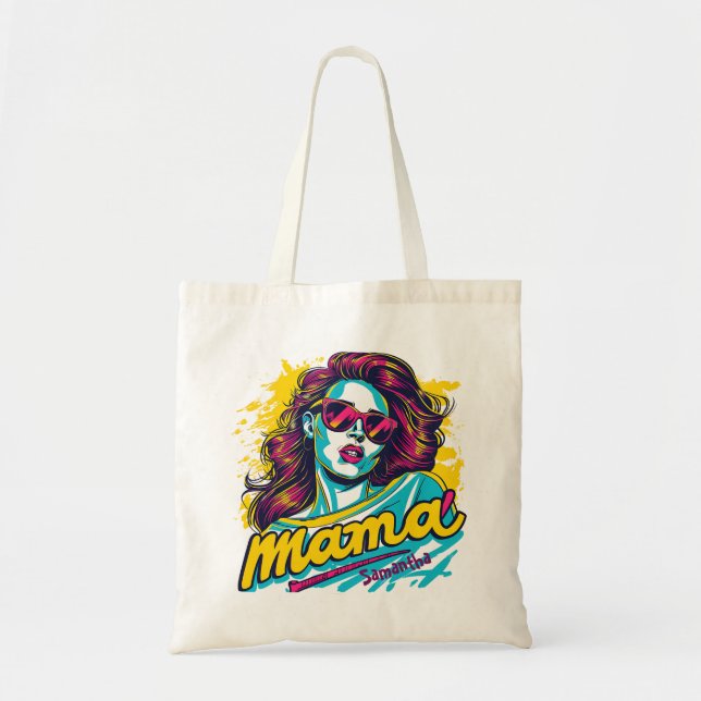 Personalisiert Retro Mama Pop Art. 12 Tragetasche (Vorne)