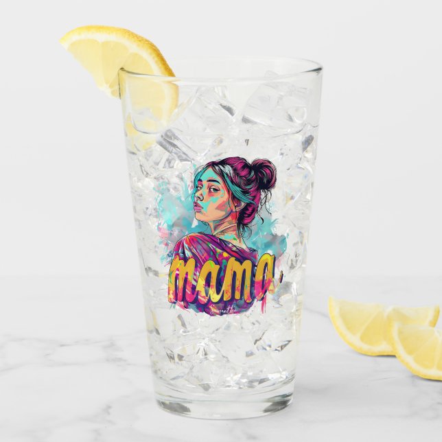 Personalisiert Retro Mama Pop Art. 13 Glas (Vorderseite Ice)