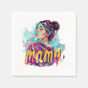 Personalisiert Retro Mama Pop Art. 13 Serviette