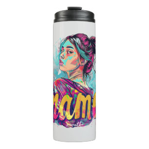 Personalisiert Retro Mama Pop Art. 13 Thermosbecher