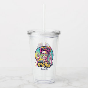 Personalisiert Retro Mama Pop Art. 15 Acryltrinkbecher