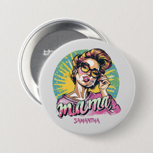 Personalisiert Retro Mama Pop Art. 16 Button