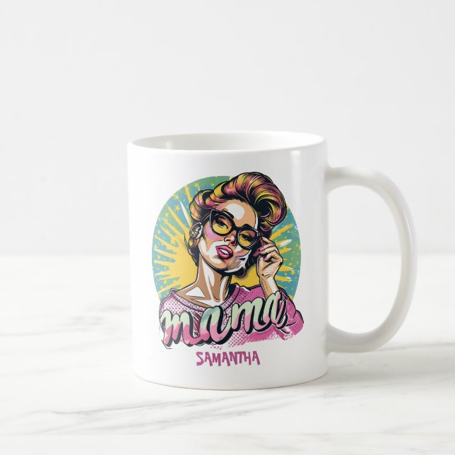 Personalisiert Retro Mama Pop Art. 16 Kaffeetasse (Rechts)