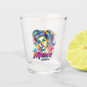 Personalisiert Retro Mama Pop Art. 18 Schnapsglas