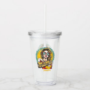 Personalisiert Retro Mama Pop Art. 19 Acryltrinkbecher