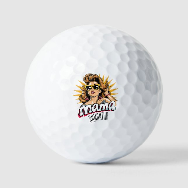 Personalisiert Retro Mama Pop Art 1 Golfball (Vorderseite)