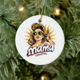 Personalisiert Retro Mama Pop Art 1 Keramik Ornament