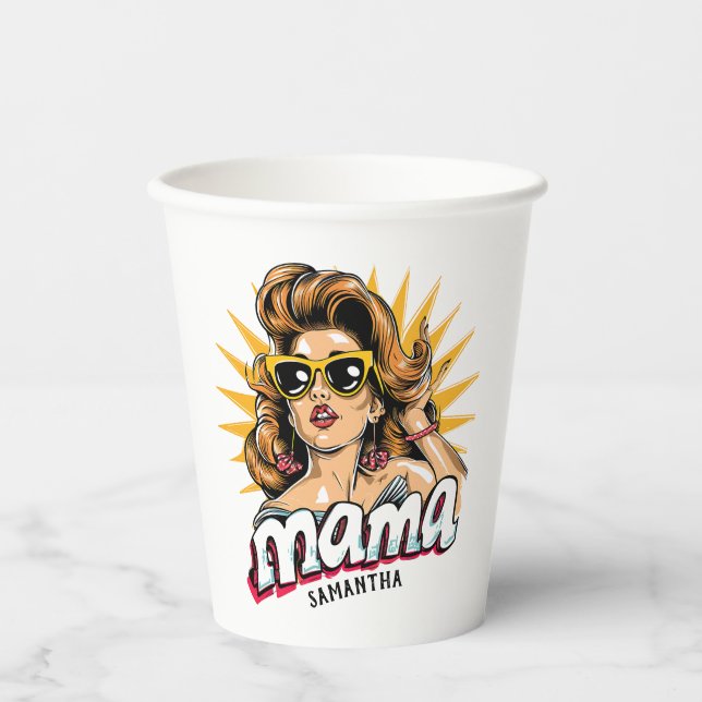 Personalisiert Retro Mama Pop Art 1 Pappbecher (Vorderseite)