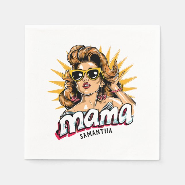 Personalisiert Retro Mama Pop Art 1 Serviette (Vorderseite)