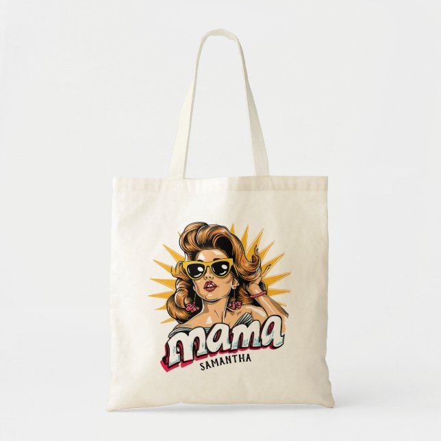Personalisiert Retro Mama Pop Art 1 Tragetasche (Vorne)