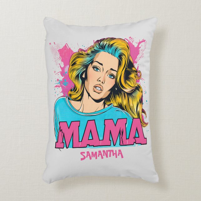 Personalisiert Retro Mama Pop Art (20) Dekokissen (Vorderseite(Vertikal))