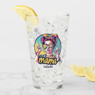 Personalisiert Retro Mama Pop Art (20) Glas