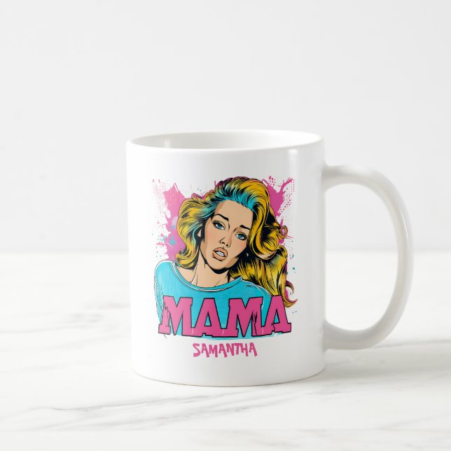 Personalisiert Retro Mama Pop Art (20) Kaffeetasse (Rechts)