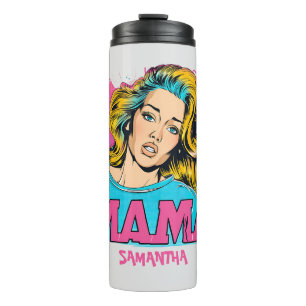 Personalisiert Retro Mama Pop Art (20) Thermosbecher