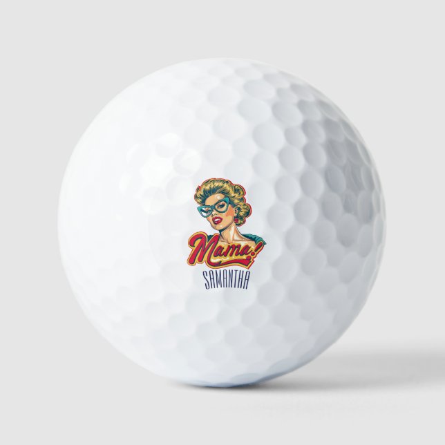 Personalisiert Retro Mama Pop Art 2 Golfball (Vorderseite)