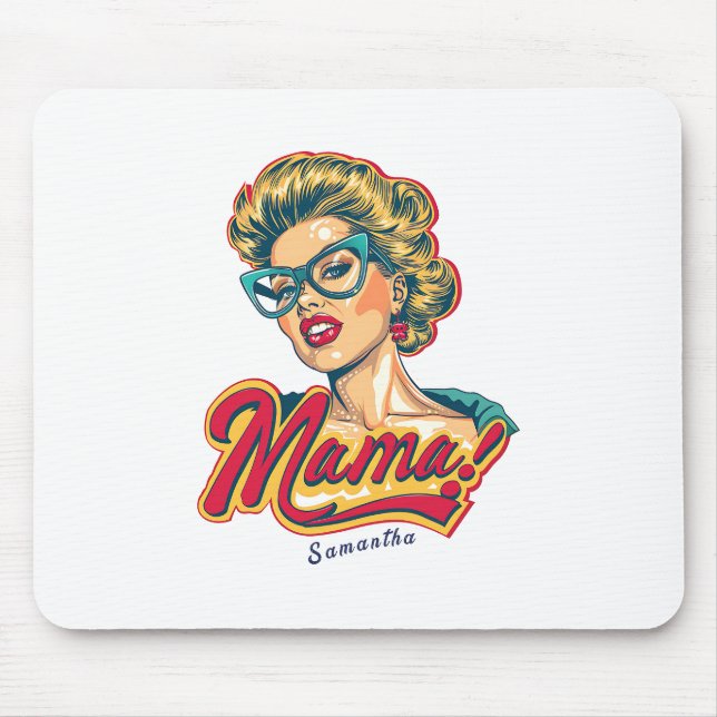 Personalisiert Retro Mama Pop Art 2 Mousepad (Vorne)