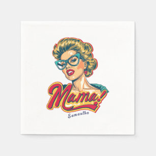 Personalisiert Retro Mama Pop Art 2 Serviette