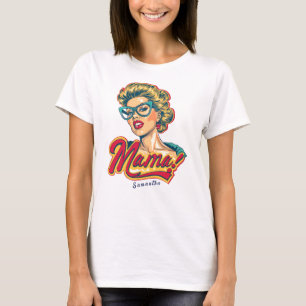 Personalisiert Retro Mama Pop Art 2 T-Shirt