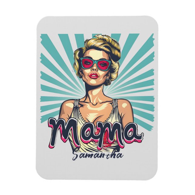 Personalisiert Retro Mama Pop Art (7) Magnet (Vertikal)