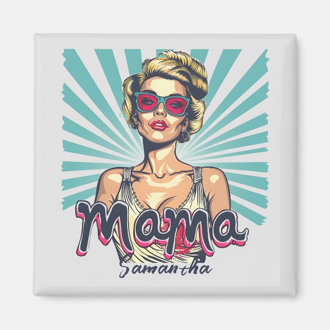 Personalisiert Retro Mama Pop Art. 7 Magnet (Vorne)