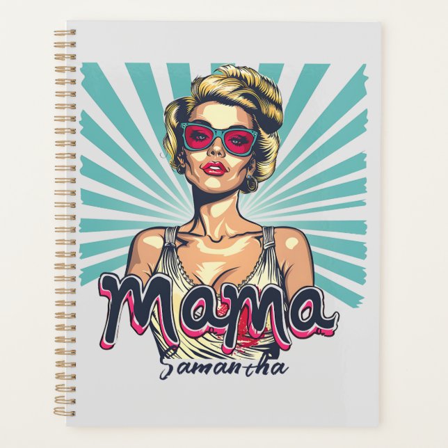 Personalisiert Retro Mama Pop Art. 7 Planer (Vorderseite)