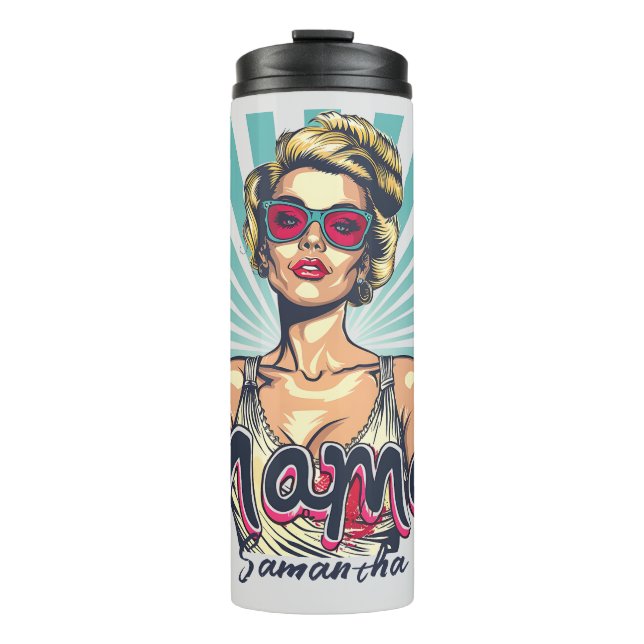 Personalisiert Retro Mama Pop Art. 7 Thermosbecher (Vorderseite)