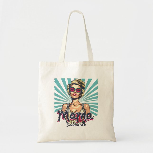 Personalisiert Retro Mama Pop Art. 7 Tragetasche (Vorne)