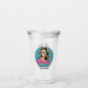 Personalisiert Retro Mama Pop Art. 8 Acryltrinkbecher