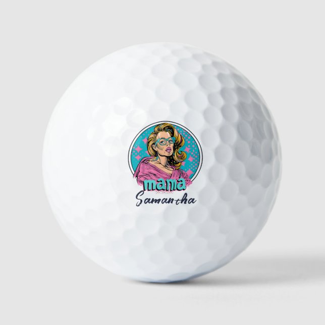 Personalisiert Retro Mama Pop Art. 8 Golfball (Vorderseite)