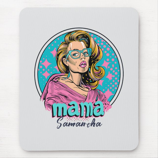 Personalisiert Retro Mama Pop Art. 8 Mousepad (Vorne)