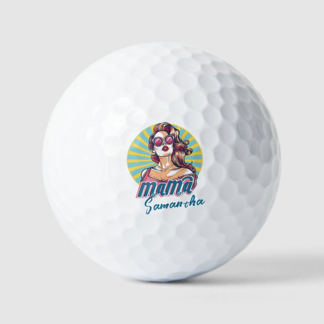 Personalisiert Retro Mama Pop Art. 9 Golfball (Vorderseite)