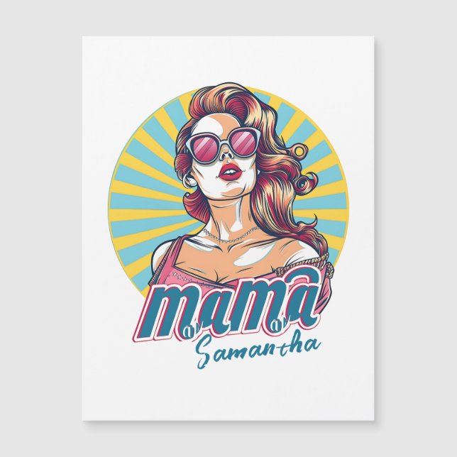 Personalisiert Retro Mama Pop Art. 9 Magnetkarte (Vorderseite)