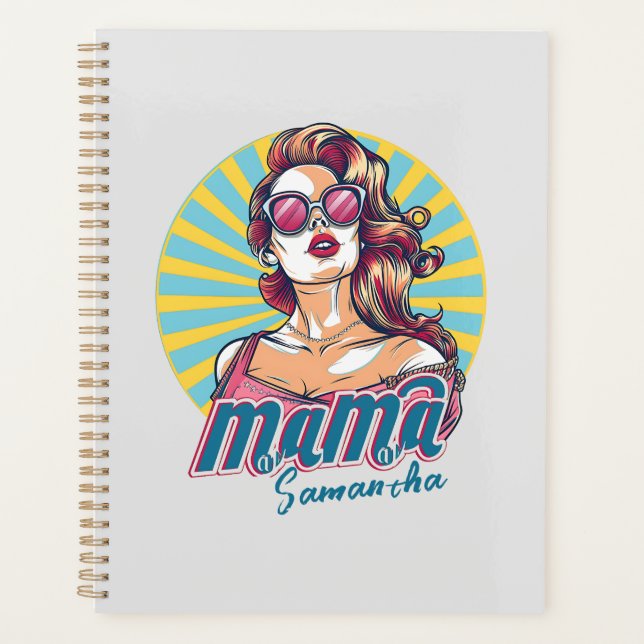Personalisiert Retro Mama Pop Art. 9 Planer (Vorderseite)