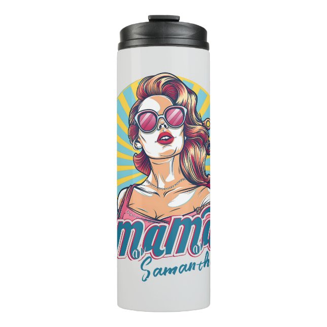 Personalisiert Retro Mama Pop Art. 9 Thermosbecher (Vorderseite)