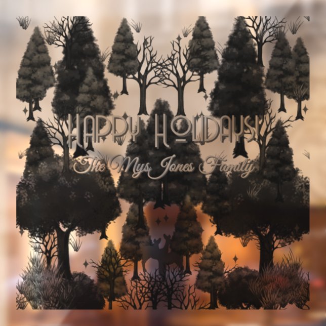 Personalisiert Retro Minimalistische Schwarze Holi Fensteraufkleber (Blatt 2)