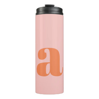 Personalisiert Retro Monogramm Bridesmaid Pink Ora Thermosbecher